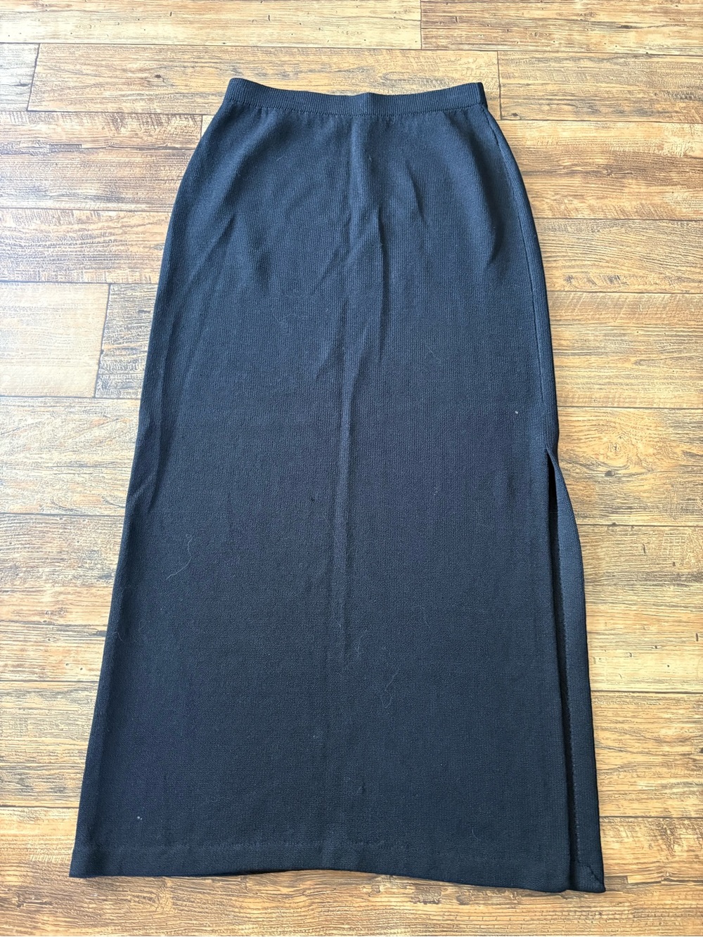St. John Black Maxi Pencil Skirt with Side Slit